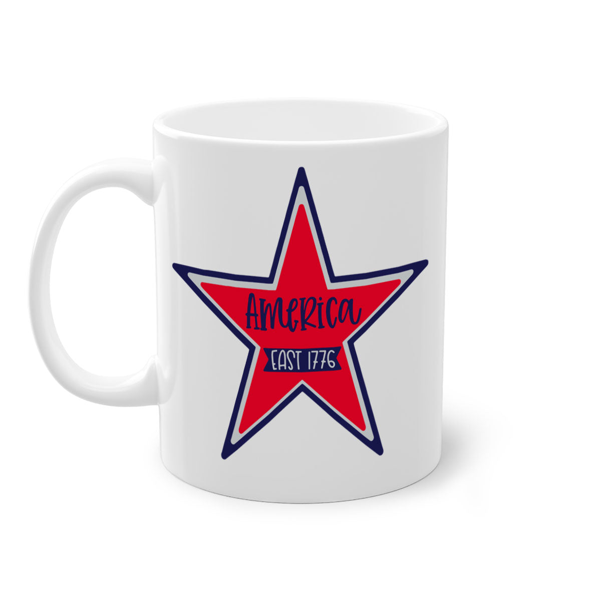 America East Style 144# Mug featuring a glossy finish with a colored handle and interior, available in multiple colors.
